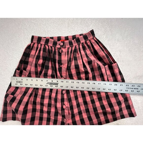 Sonia Rykiel Paris Womens Pink Black Checkered Button-Front Mini Skirt Size 10A - Picture 8 of 9